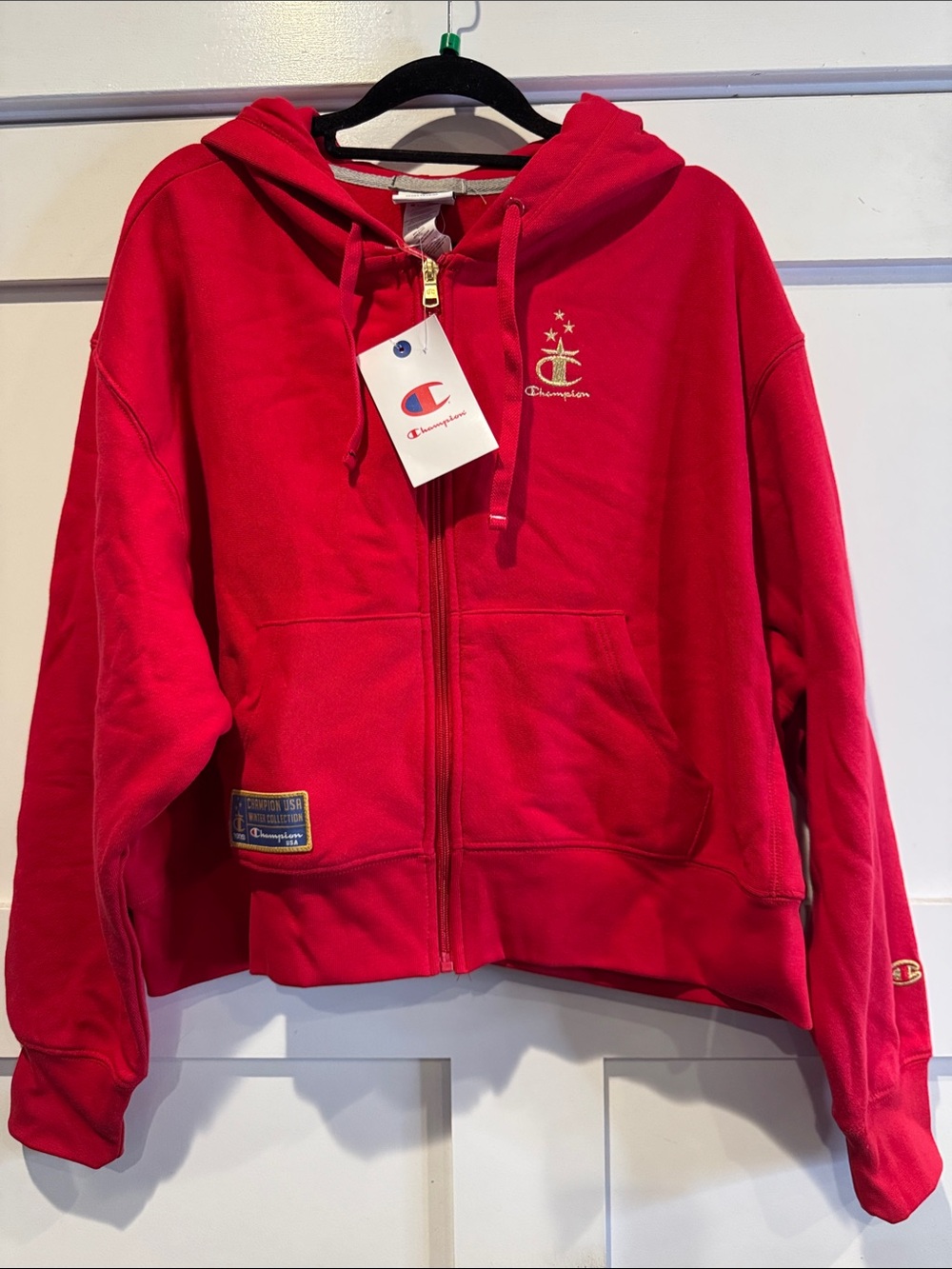 Champion Bright Red Full-Zip Hooded Sweatshirt